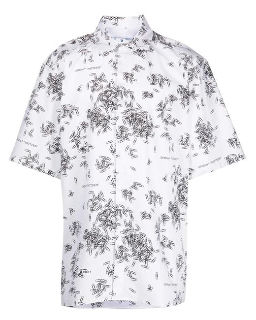 Off-White c/o Virgil Abloh White Paperclip-Print Cotton Shirt for men