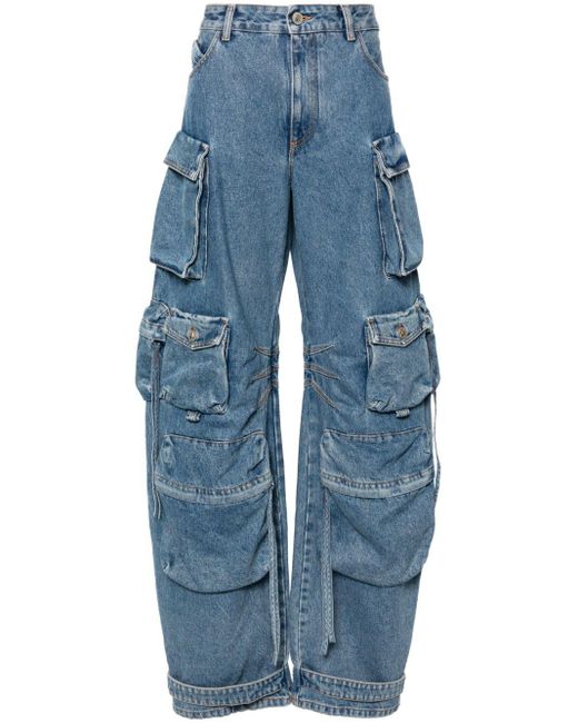 Jeans in stile cargo Fern a gamba ampia di The Attico in Blue