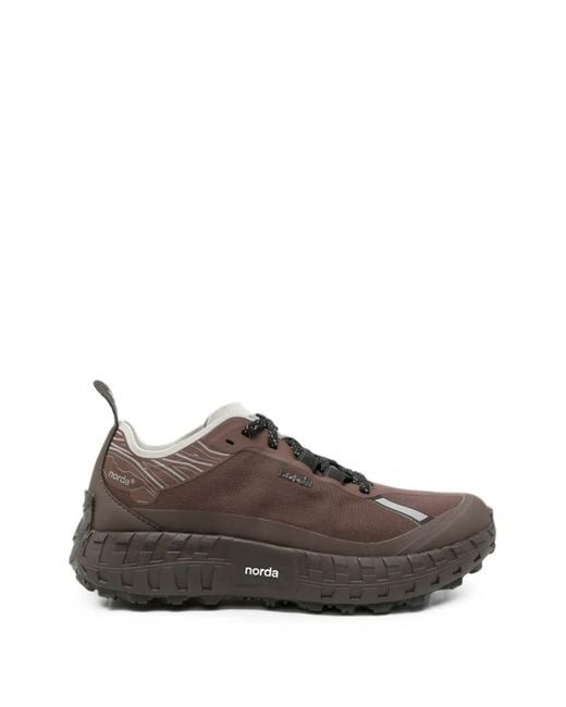 Norda Brown 001A Logo-Print Panelled Sneakers