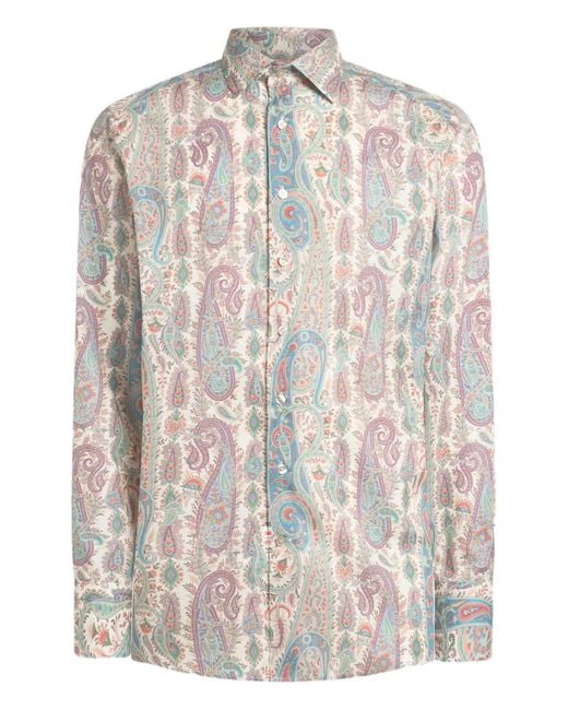 Etro White Paisley Pattern Shirt for men
