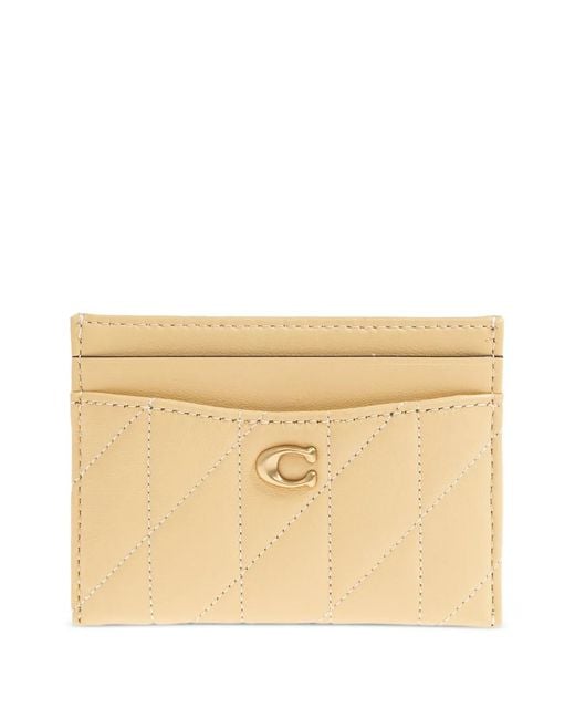 COACH Natural Porte-Cartes En Cuir À Design Matelassé