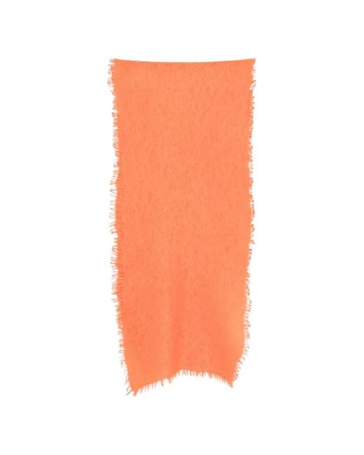 Mouleta Orange Frayed-Edge Scarf