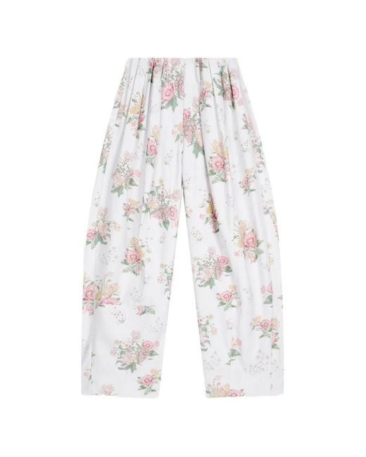 OPEN YY White Floral Gather Trousers