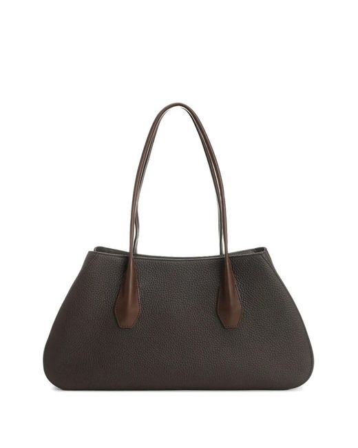 The Row Black Alger Grained-Leather Tote Bag