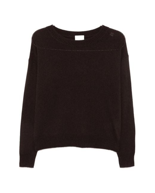 Allude Black Long-Sleeve Ribbed-Trim Sweater