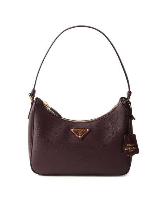 Prada Purple Re-Edition Leather Shoulder Bag