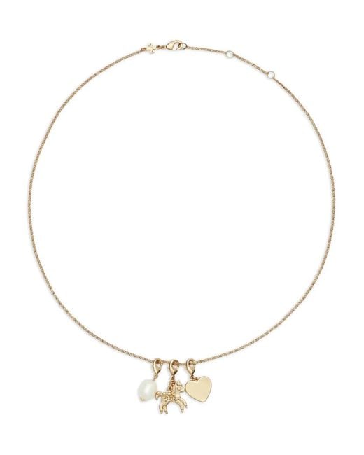 Tory Burch White Curiosity Horse-Pendant Necklace