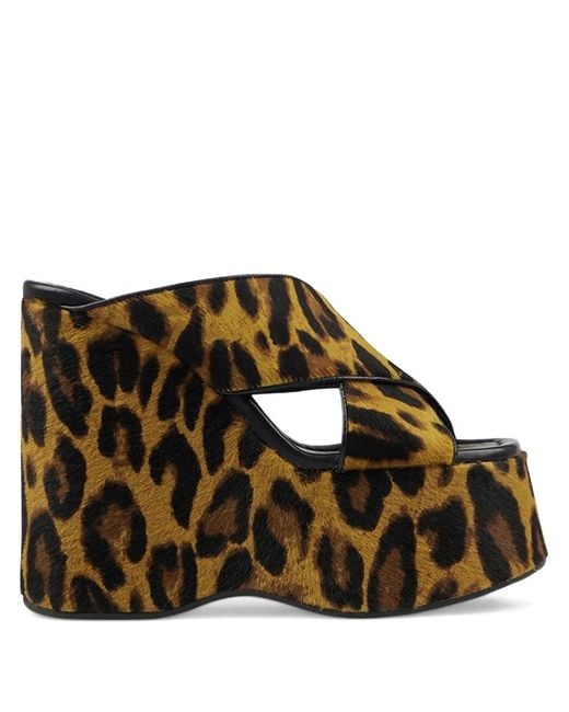 Paris Texas Brown 135Mm Mara Leopard-Print Platform Sandals