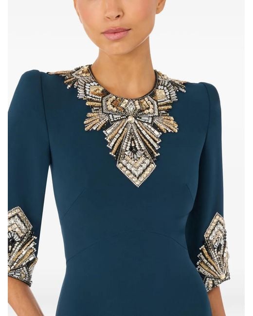 Jenny Packham Blue Ice Cascade Embellished Dress