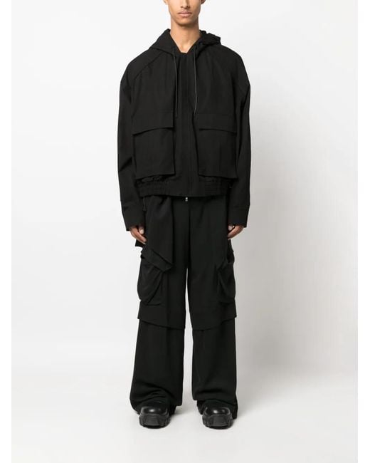 Juun.J Black Drawstring Hooded Jacket for men