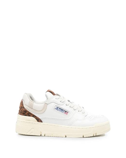 Autry White Clc Leopard-Print Sneakers