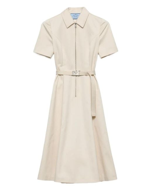 Prada ジップアップ フレアドレス Natural
