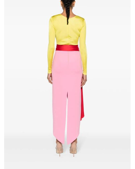V:PM ATELIER Pink Cherry Belted Maxi Dress