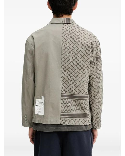 Neighborhood Gray Shemagh Patchwork Blazer for men