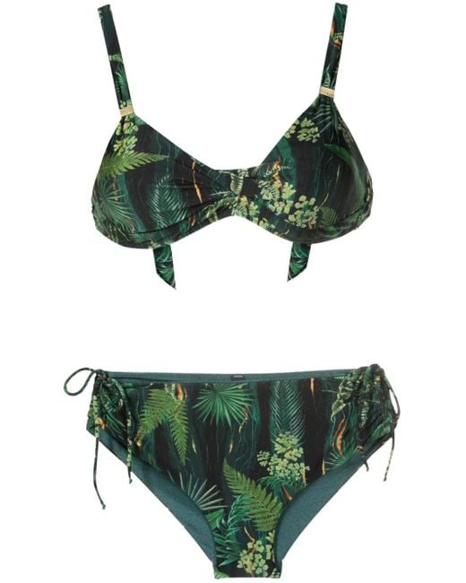 Lygia & Nanny Green Marcela Bikinioberteil Mit Blatt-Print