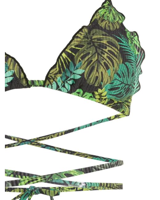 Amir Slama Green Tropical Print Tie Around Bikini