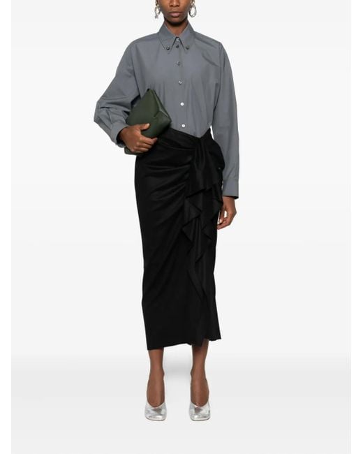 Fabiana Filippi Gray Button-Down Cropped Shirt