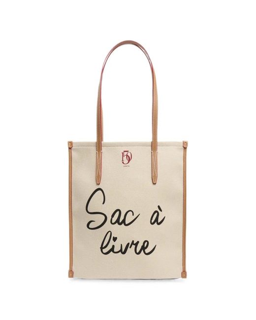 Lancel White Canvas Leather-Trim Tote Bag