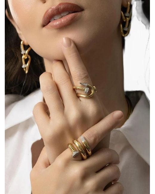 David Webb Metallic Diamond Nail Ring
