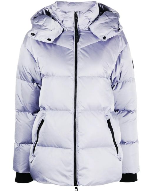 Woolrich Blue Logo-Patch Hooded Padded Jacket