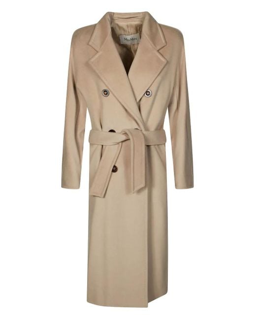 Max Mara Natural Doppelreihiger Mantel mit Gürtel
