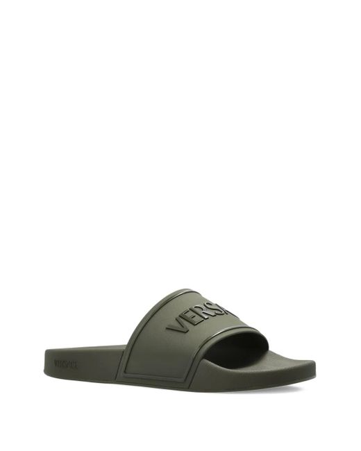 Versace Green Claquettes À Logo Imprimé for men