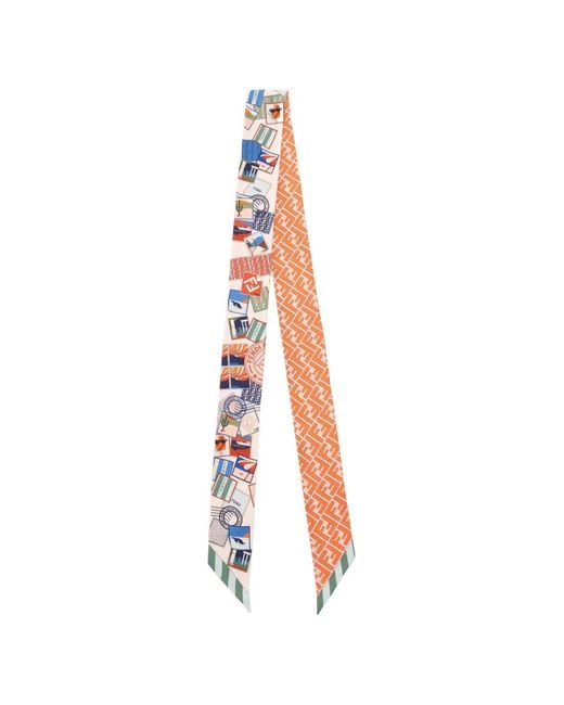 Fendi White Wrappy Ff-Logo Scarf