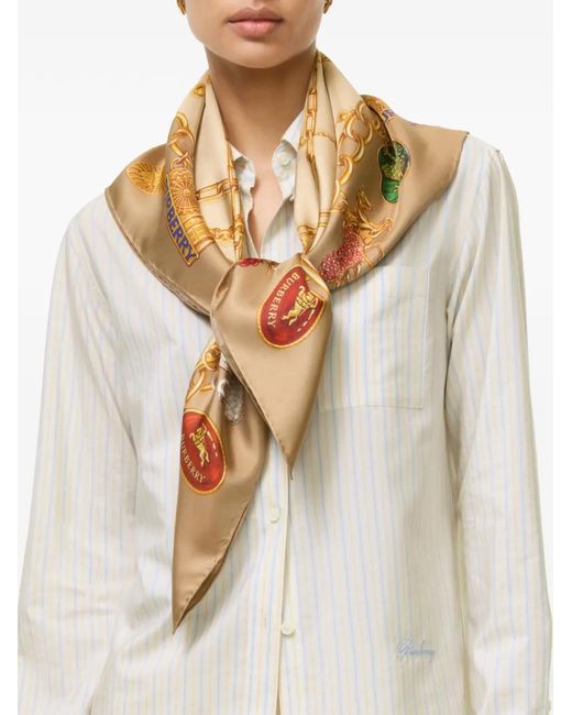 Burberry Natural Foulard En Soie Check