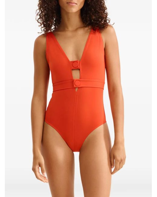 Eres Red V-Neck Swimsuit