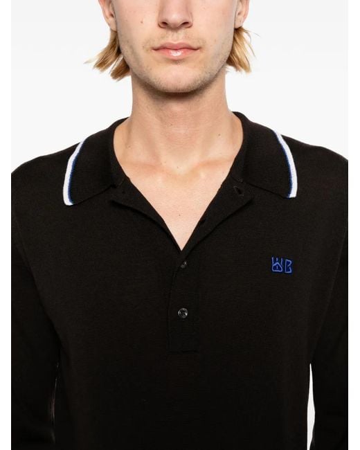 Wales Bonner Black X John Smedley Henry Polo Shirt for men