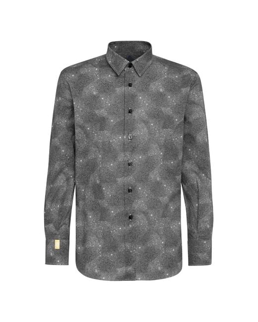 Billionaire Gray Geometric Cut Shirt for men