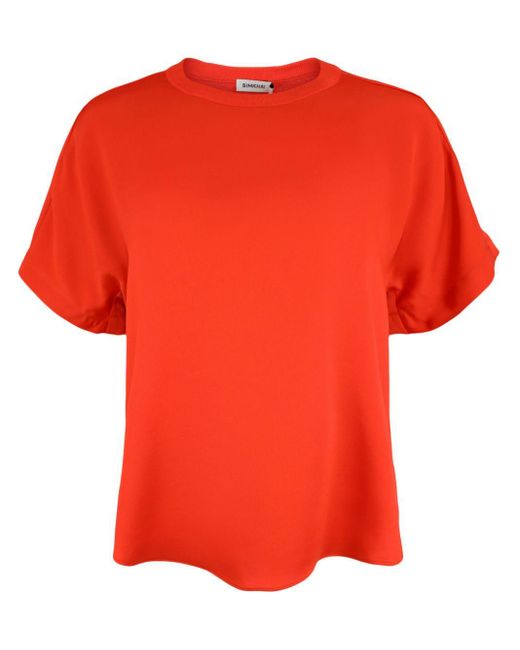 Jonathan Simkhai Red Addy Knit-panel T-shirt