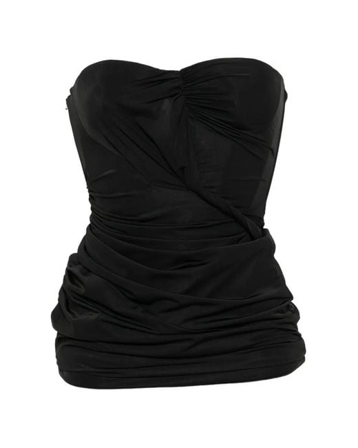 Blumarine Black Strapless Draped Mini Dress