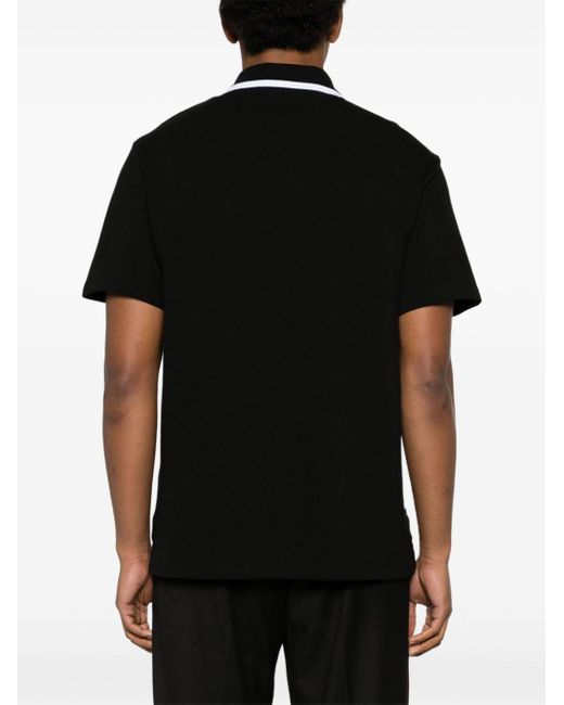 Just Cavalli Black Logo-embroidered Piqué Polo Shirt for men