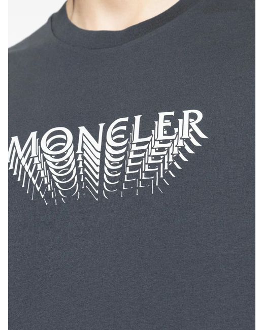 Moncler Blue Logo Printed T-Shirt for men