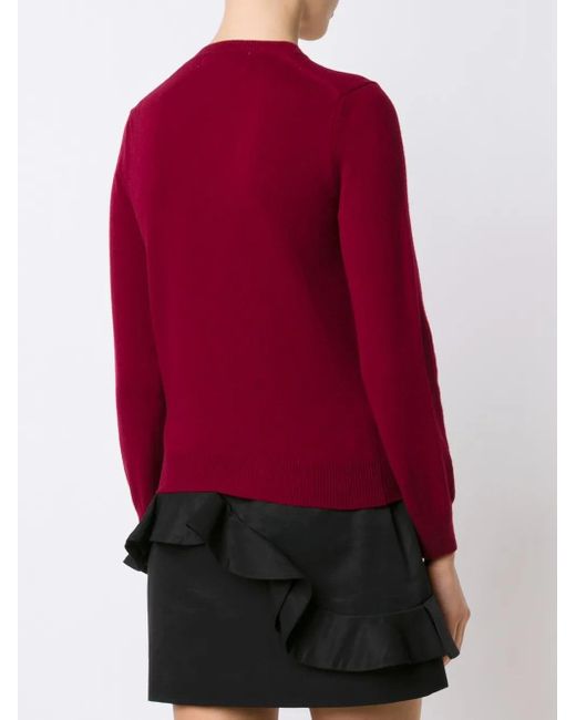 COMME DES GARÇONS PLAY Red Double Heart V-Neck Jumper