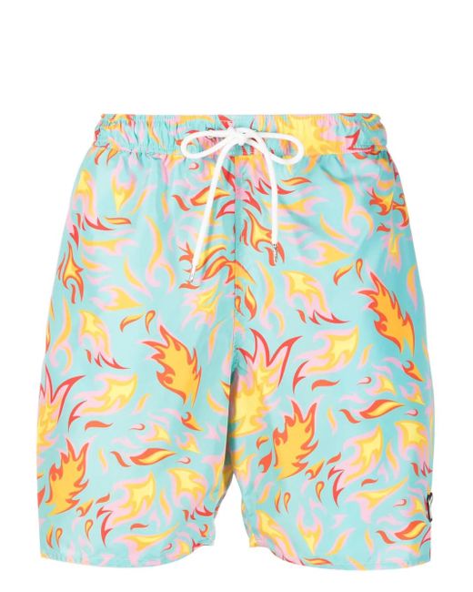 YES I AM Badeshorts Mit Flammen-Print in Blue für Herren
