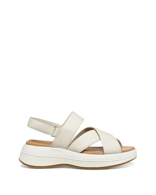 Geox White Crossover-Strap Touch-Strap Sandals