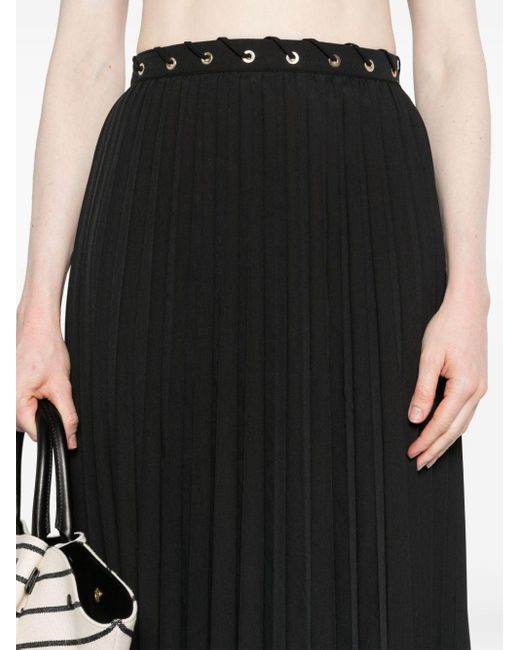 Liu Jo Black Whipstitch-detailing Pleated Skirt
