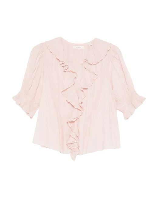 Doen Pink Henri Ruffled Top