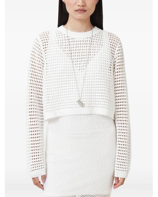 AllSaints White Miro mesh-knit midi dress