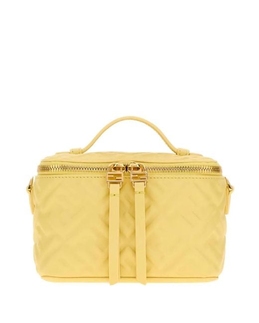 Fendi Yellow Mini Vanity Ff-Motif Crossbody Bag