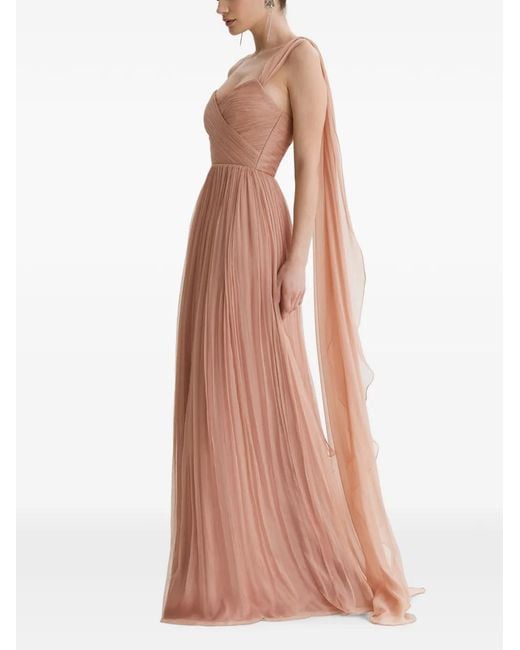 Framboise Pink Giza Draped Silk Maxi Dress