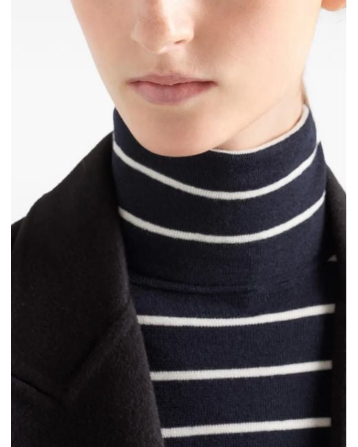 Prada Blue Stripe Wool Sweater