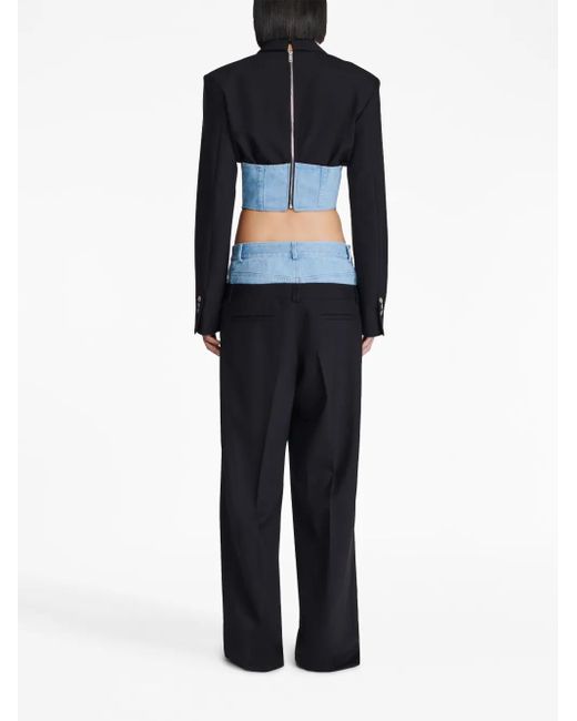 Dion Lee Blue Corset-Style Cropped Blazer