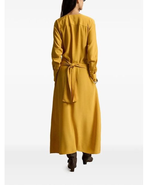 Polo Ralph Lauren Yellow Elouise Tie-Waist Long-Sleeve Dress