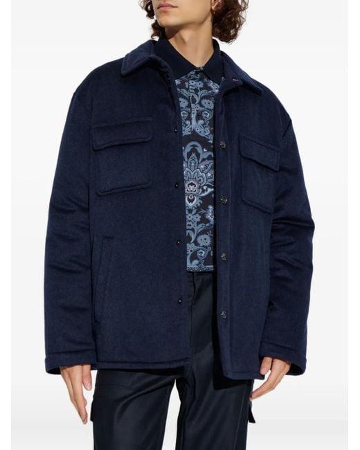 メンズ Etro パッチポケット カシミアジャケット Blue
