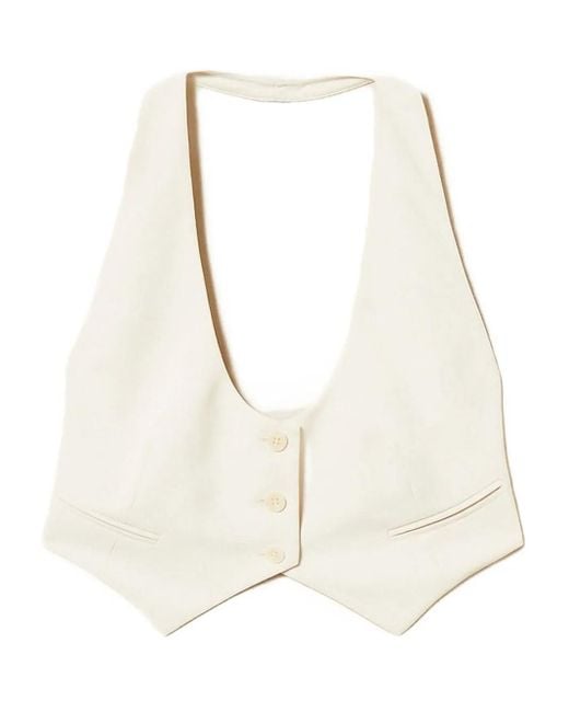 Twinset White Halter-Neck Button Waistcoat