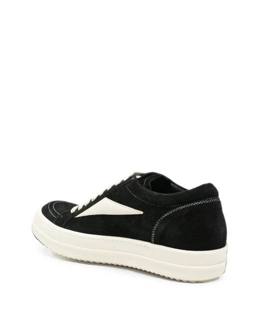 Rick Owens White Contrast-Patchwork Sneakers