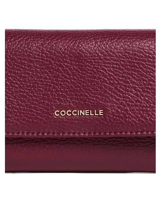 Coccinelle Purple Metallic Trifold Leather Wallet